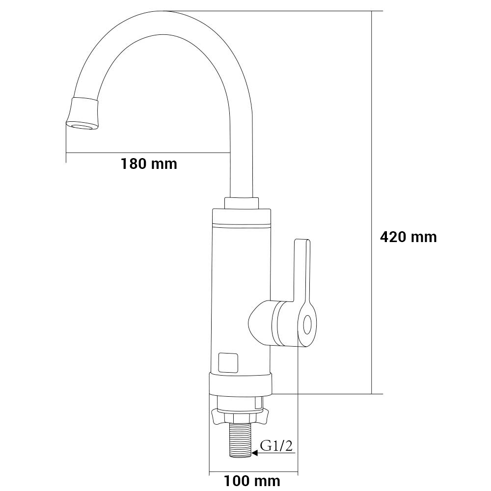 Кран-водонагрівач проточний HZ 3.0кВт 0.4-5бар для кухні гусак вухо на гайці (C) AQUATICA (HZ-6B143C) - фото №2
