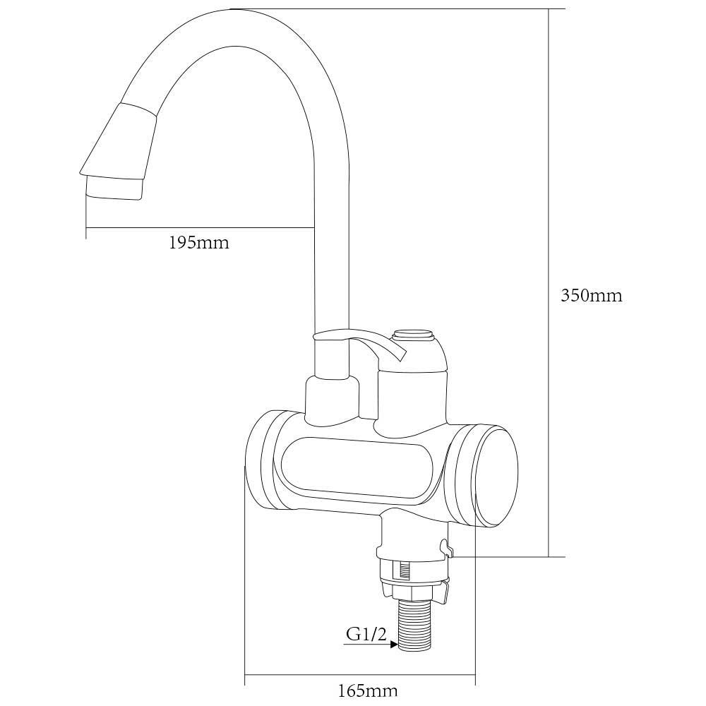 Кран-водонагрівач проточний JZ 3.0кВт 0.4-5бар для кухні гусак вухо на гайці AQUATICA (JZ-6B141W) - фото №3
