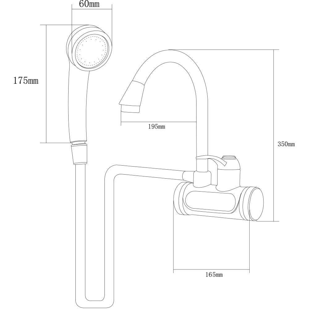 Кран-водонагрівач проточний JZ 3.0кВт 0.4-5бар для ванни гусак вухо настінний AQUATICA (JZ-7C141W) - фото №3