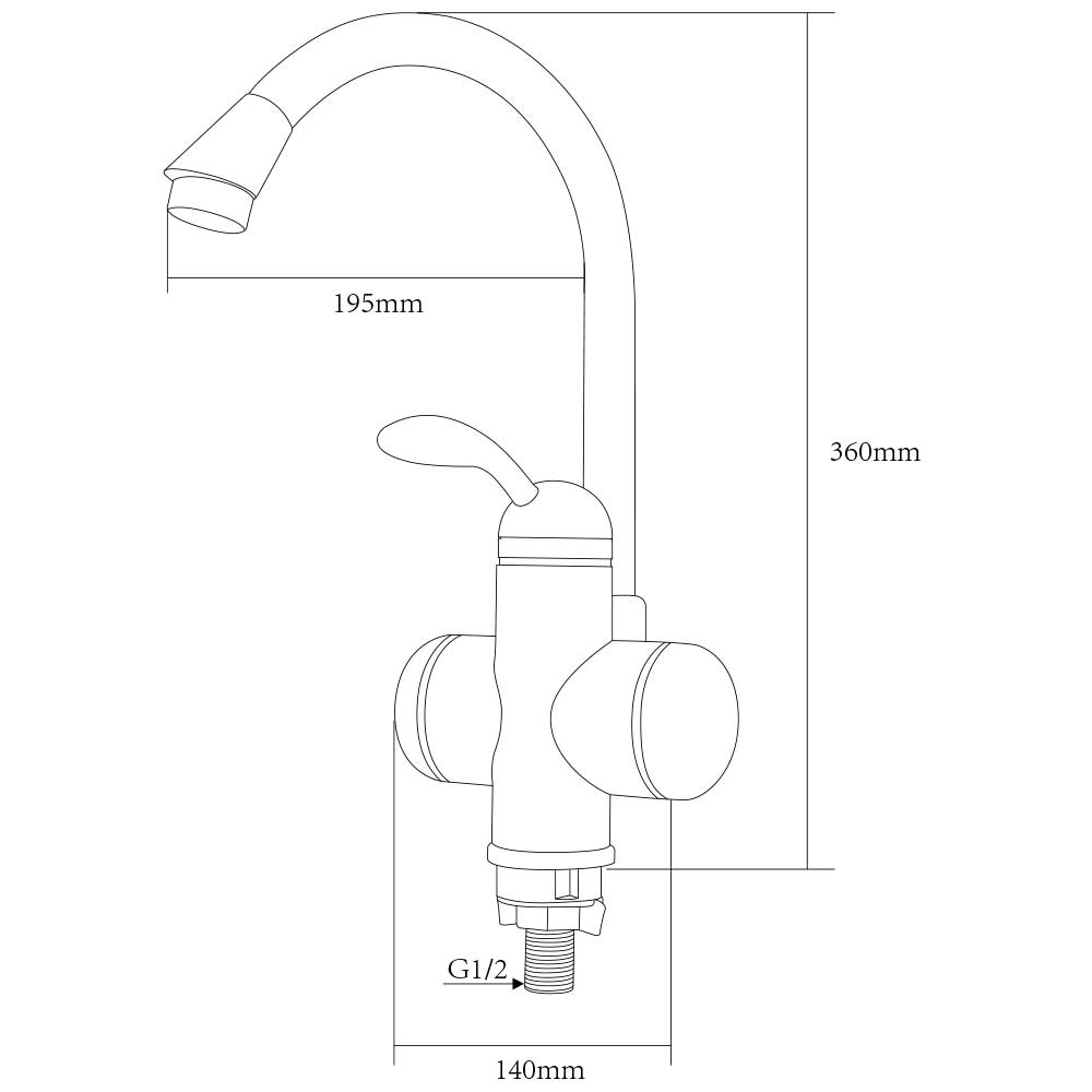 Кран-водонагрівач проточний LZ 3.0кВт 0.4-5бар для кухні гусак вухо на гайці AQUATICA (LZ-6B111W) - фото №2