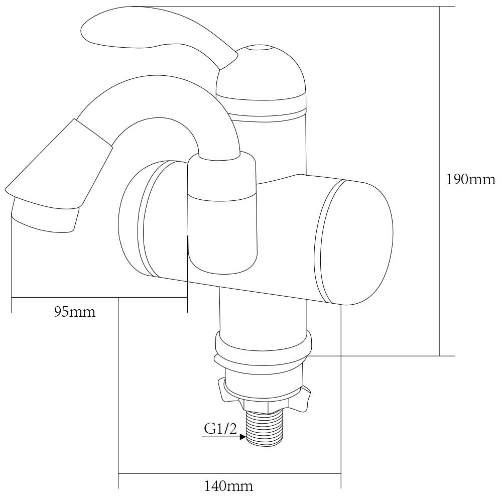 Кран-водонагрівач проточний LZ 3.0кВт 0.4-5бар для раковини гусак вигнутий на гайці AQUATICA (LZ-5A111W) - фото №2