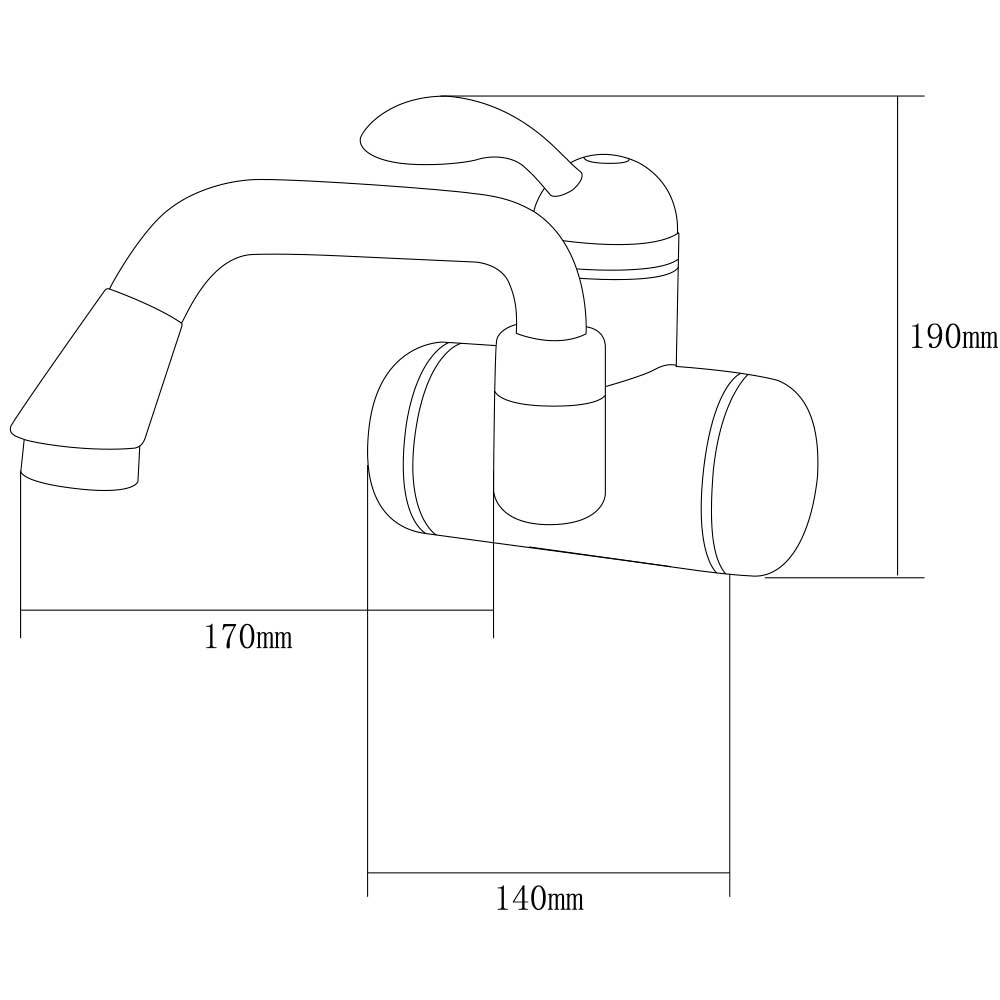 Кран-водонагрівач проточний LZ 3.0кВт 0.4-5бар для раковини гусак вигнутий довгий настінний AQUATICA (LZ-6A211W) - фото №2