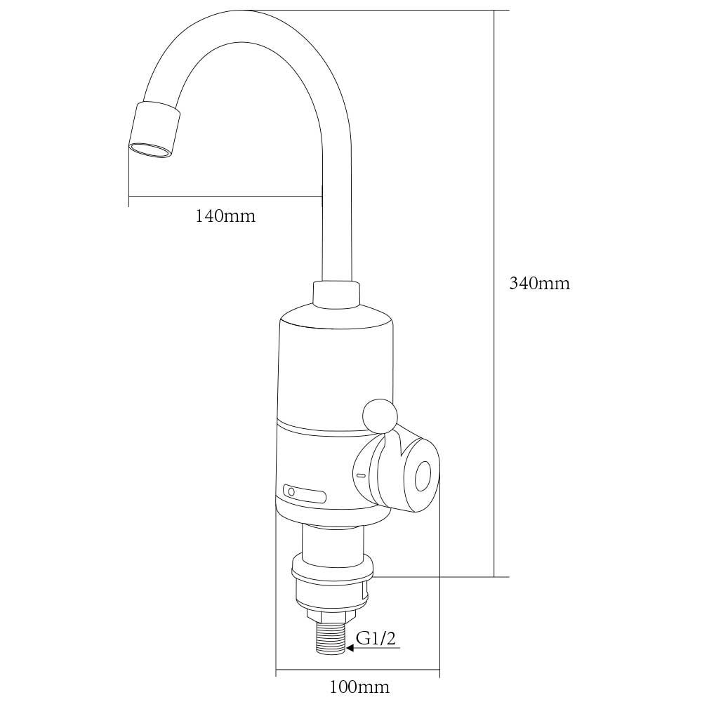 Кран-водонагрівач проточний NZ 3.0кВт 0.4-5бар для кухні гусак вухо на гайці з дисплеєм AQUATICA (NZ-6B142W) - фото №3
