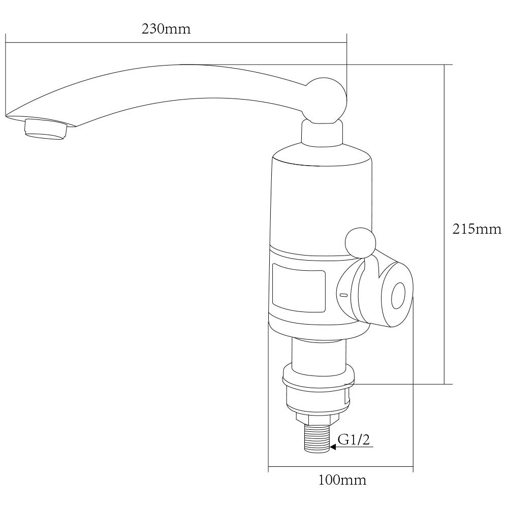 Кран-водонагрівач проточний NZ 3.0кВт 0.4-5бар для кухні гусак прямий на гайці з дисплеєм AQUATICA (NZ-6B242W)