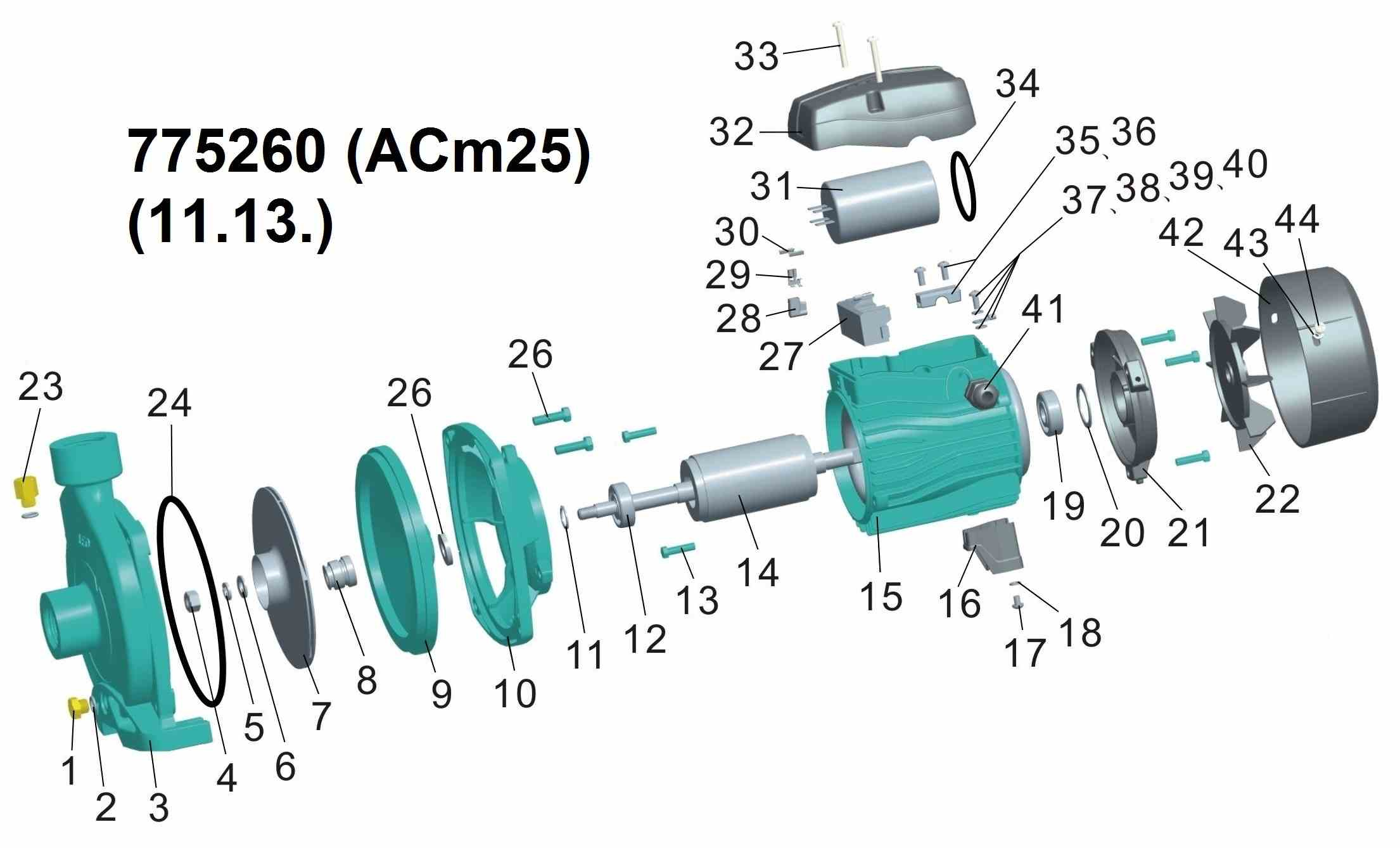 Насос центробежный 0.25кВт Hmax 17м Qmax 80л/мин LEO 3.0 (775260)