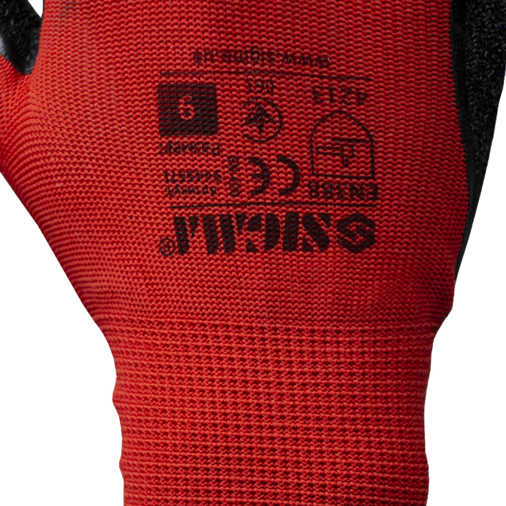 Перчатки трикотажные с частичным латексным вспененным покрытием р9 (черные манжет) SIGMA (9445571)