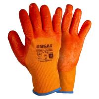 Перчатки трикотажные с частичным ПВХ покрытием утепленные р10 (оранж манжет) SIGMA (9444441)