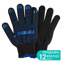 Перчатки трикотажные с ПВХ точкой р10 Оптима (черные) SIGMA (9442531)