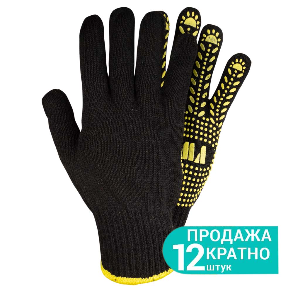 Перчатки трикотажные с точечным ПВХ покрытием р10 Универсал (черные) SIGMA (9442651)