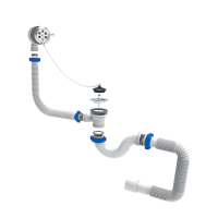Сифон для ванны прямоточный с пробкой на цепочке и гибким отводом Ø40/50мм TAU (9843820)