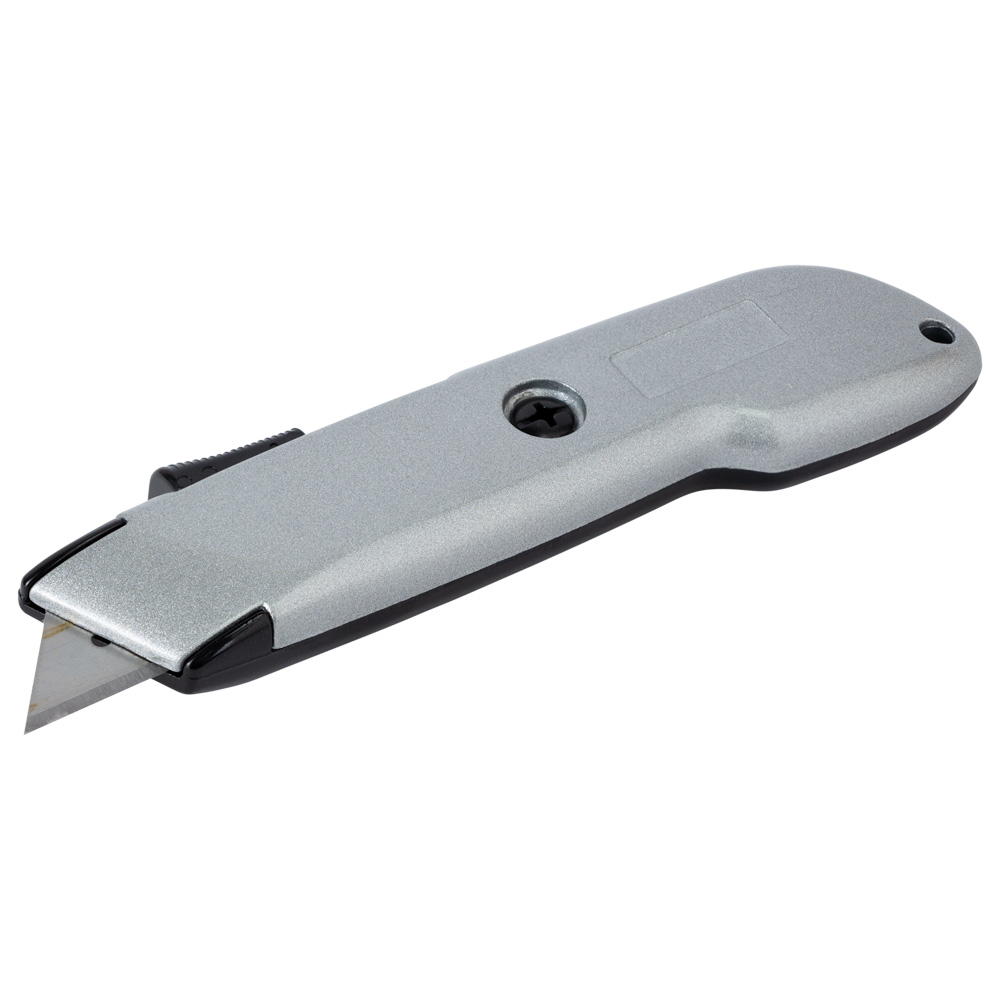 Нож строительный (металлический корпус) лезвие трапеция автовозврат лезвия SIGMA (8212061) - фото №4 - мал.