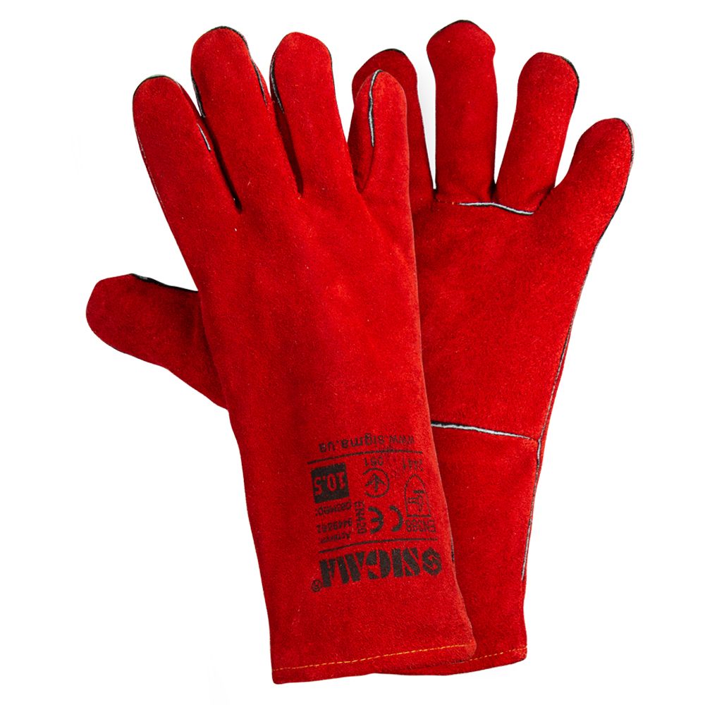 перчатки краги сварщика р10,5, класс ВС, длина 35см (красные)