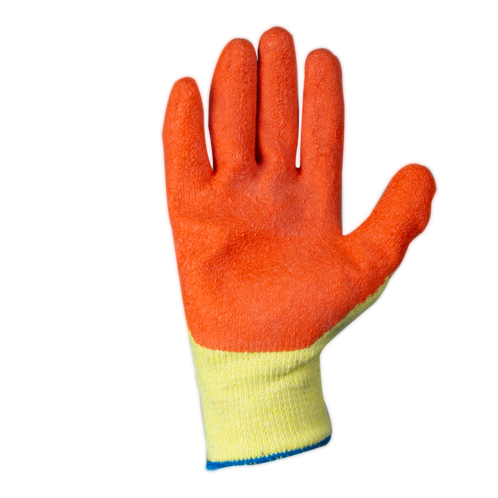 Перчатки трикотажные с частичным латексным покрытием кринкл р9 эконом (оранж, манжет) SIGMA (9445411) - фото №2 - мал.