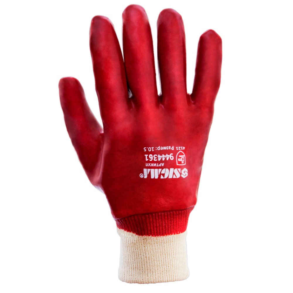 Перчатки трикотажные с ПВХ покрытием (красные, манжет) SIGMA (9444361) - фото №2 - мал.