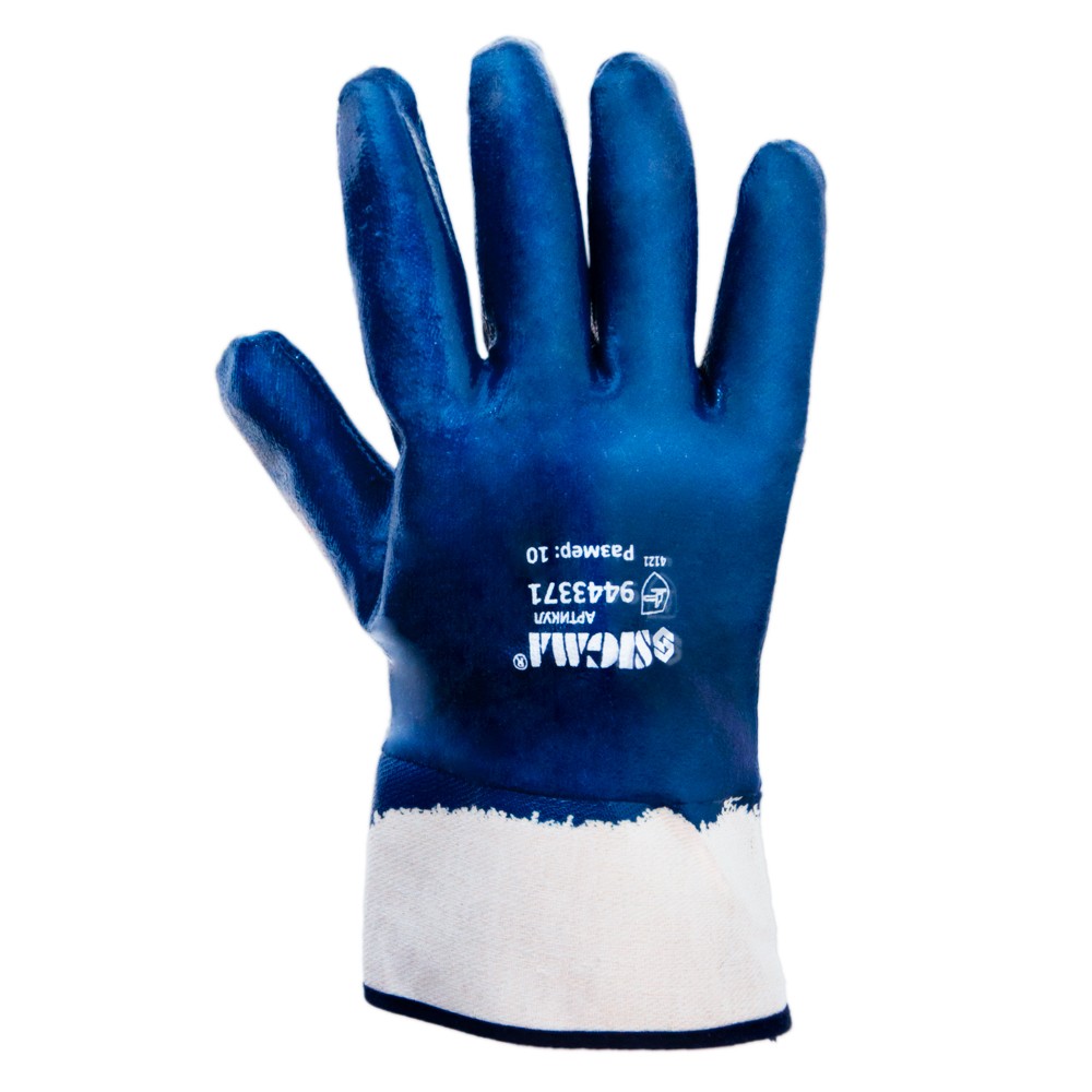Перчатки трикотажные с нитриловым покрытием (синие краги) 120 пар SIGMA (9443371) - фото №2 - мал.