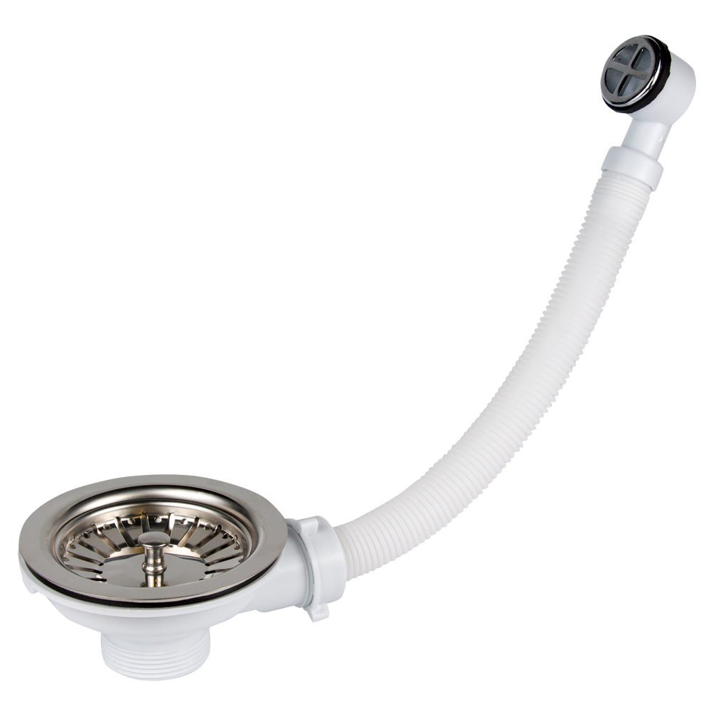 Клапан донний для кухонної мийки 1½" з нерж. решіткою та переливом WIRQUIN (9545680) - фото №6 мал.