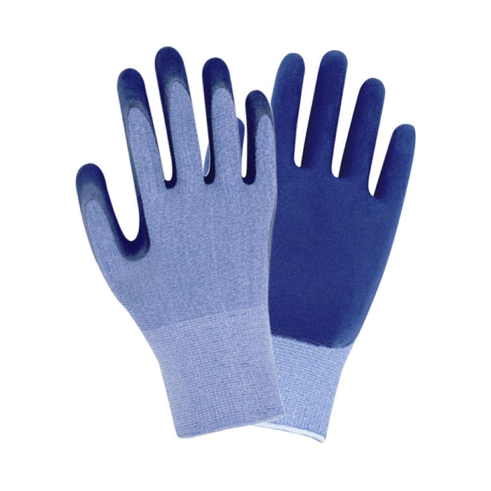 Перчатки трикотажные с частичным латексным покрытием кринкл р10 (синие, манжет) SIGMA (9445501) - фото №1 - мал.
