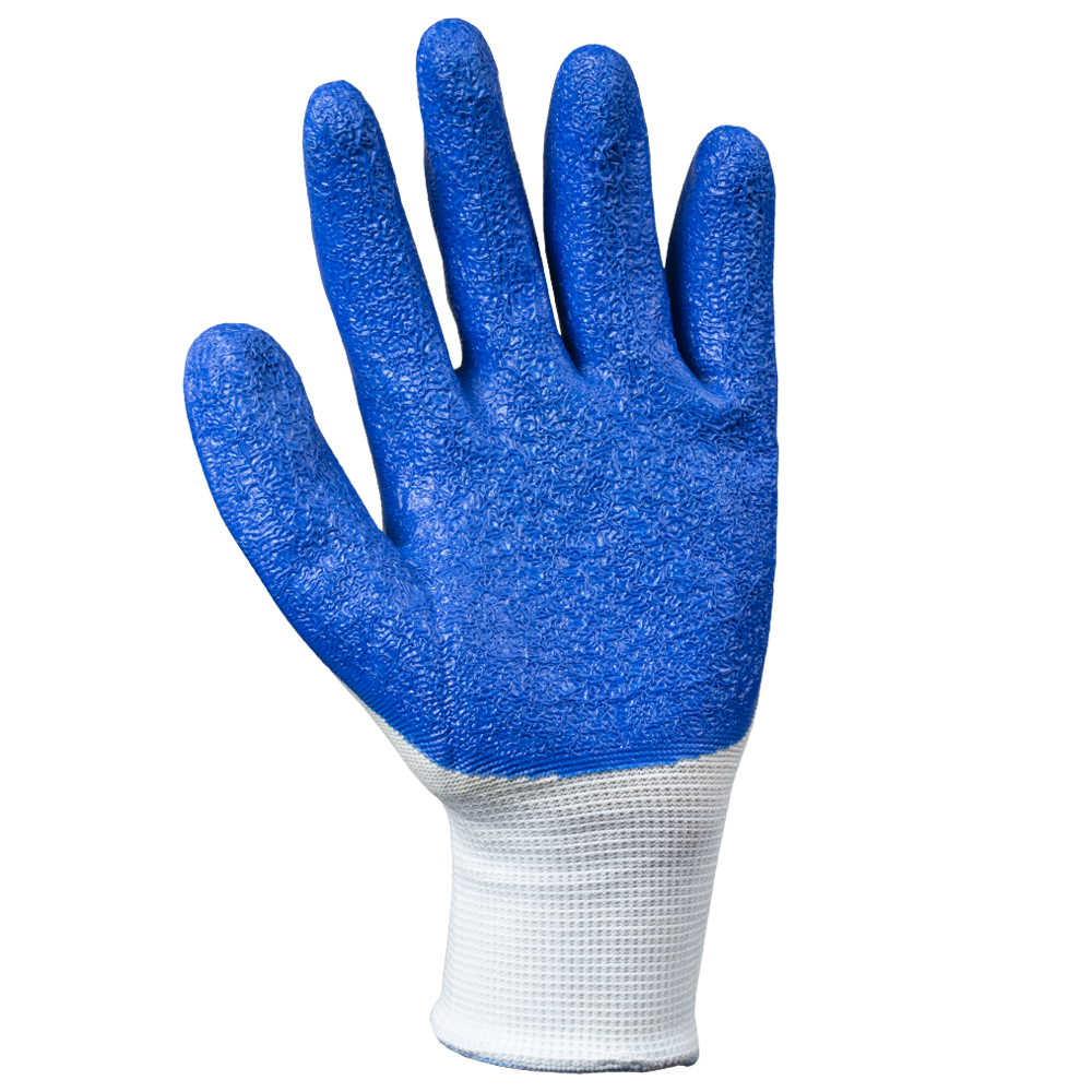 Перчатки трикотажные с частичным латексным покрытием кринкл р9 (синие, манжет) SIGMA (9445491) - фото №2 - мал.