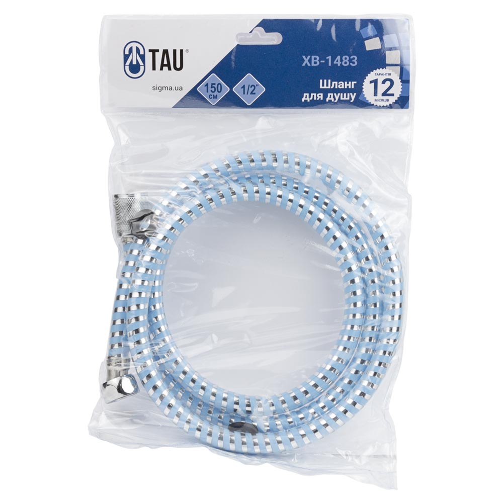 Шланг для душа ½" PVC 2-х шаровий синій 150см TAU XB-1483 (9891671) - фото №2 мал.