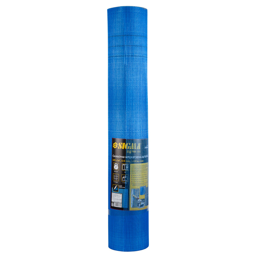 Стеклосетка штукатурная щелочестойкая синяя 145г/м2 5×5мм 1×50м SIGMA (8406641) - фото №2 - мал.