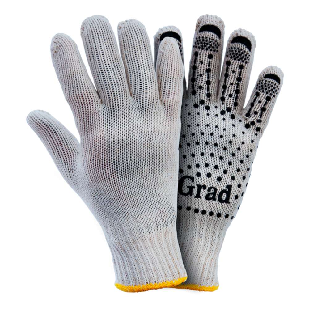 перчатки трикотажные с точечным ПВХ покрытием р10 (белые) КРАТНО 12 парам Grad
