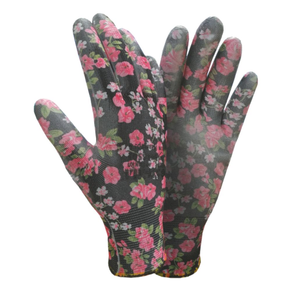 перчатки трикотажные с частичным ПУ покрытием р8 (чёрные манжет)