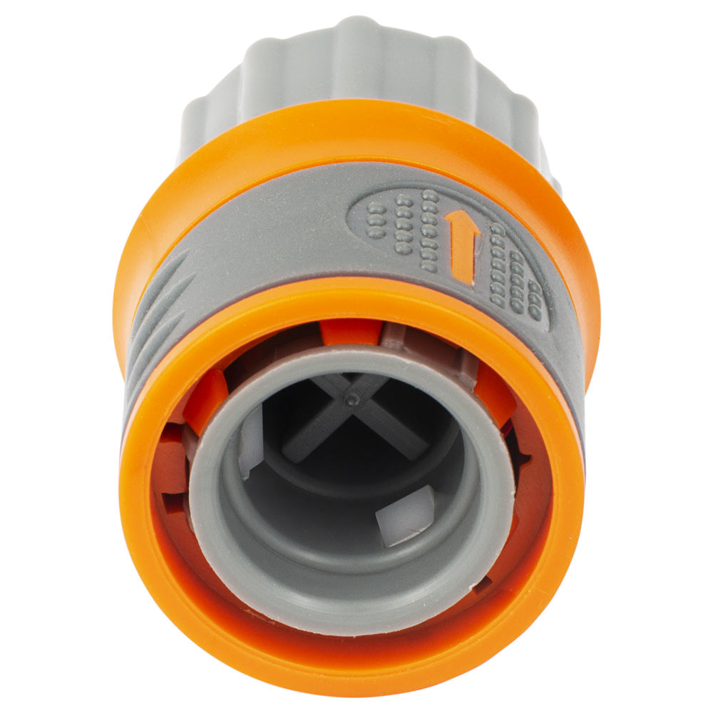 Коннектор ½" быстросъёмный на кран н/р ¾" аквастоп (ABS+TPR) FLORA (5015584) - фото №6 - мал.