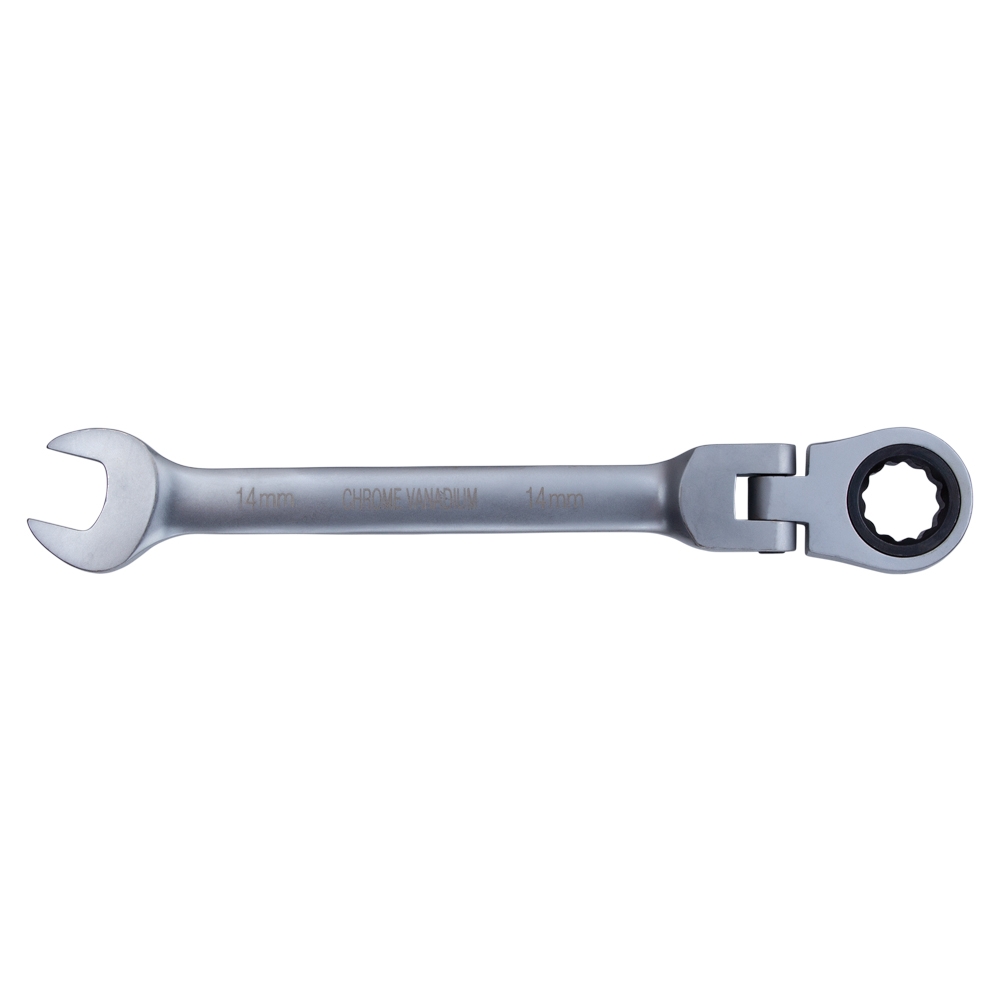 Ключ рожково-накидной трещоточный с шарниром 14мм CrV satine SIGMA (6022641) - фото №2 - мал.