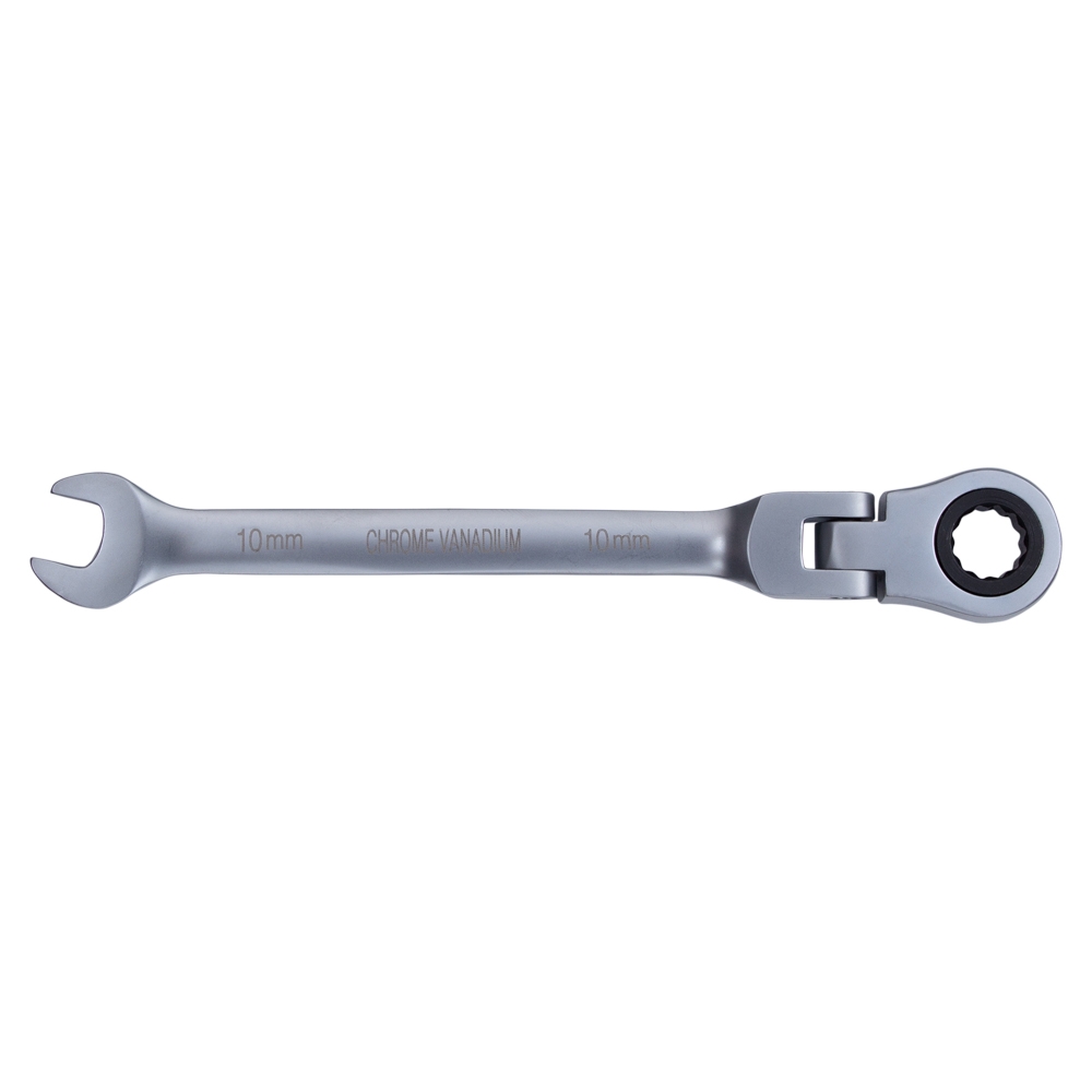 Ключ рожково-накидной трещоточный с шарниром 10мм CrV satine SIGMA (6022601) - фото №2 - мал.