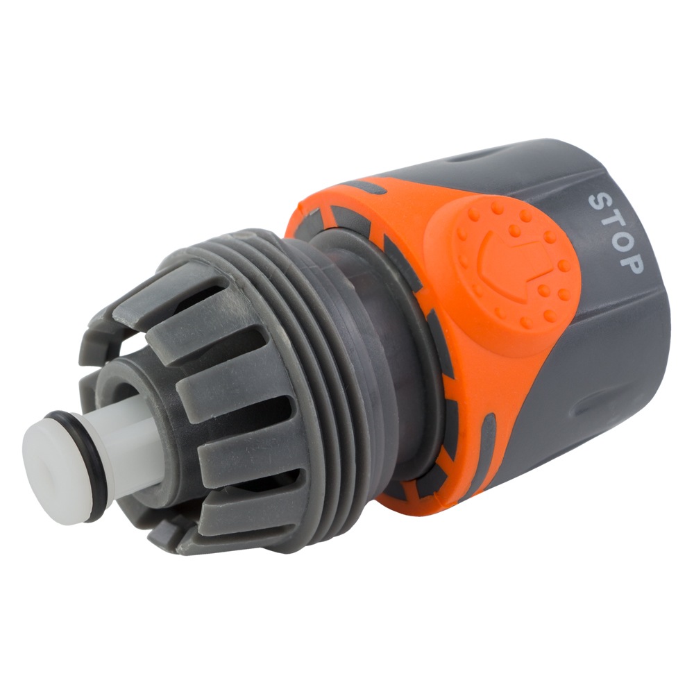 Коннектор 1/2" быстросъёмный для шланга 3/4" аквастоп (ABS+TPR) FLORA (5015514) - фото №6 - мал.
