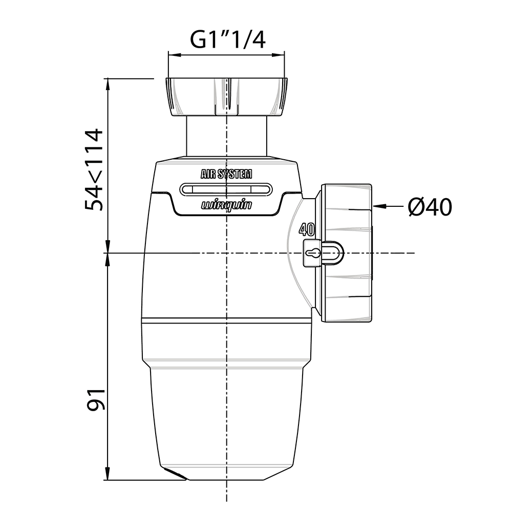 Сифон для раковини Neo Air 1¼"×Ø40мм WIRQUIN (9541358) - фото №2 мал.