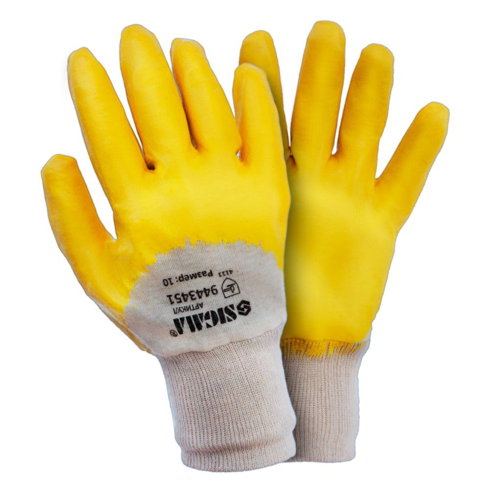 Перчатки трикотажные с нитриловым покрытием (желтые) SIGMA (9443441) - фото №1 - мал.