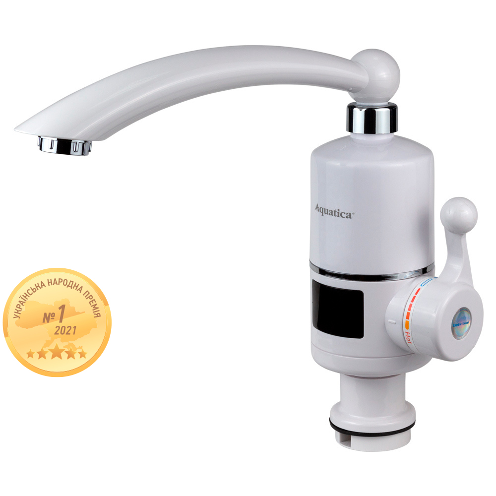 кран-водонагреватель проточный NZ 3.0кВт 0,4-5бар для кухни гусак прямой на гайке с дисплеем Aquatic