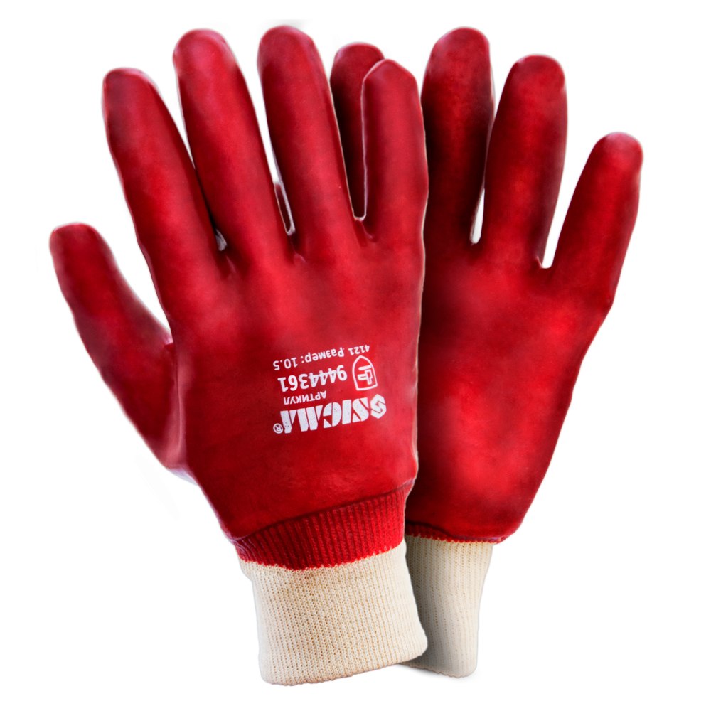 Перчатки трикотажные с ПВХ покрытием (красные, манжет) SIGMA (9444361) - фото №1 - мал.