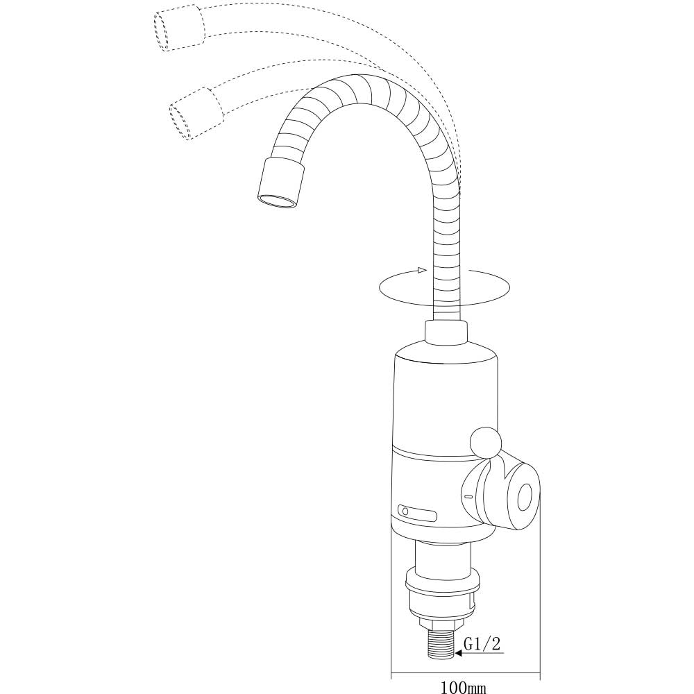 Кран-водонагрівач проточний NZ 3.0кВт 0.4-5бар для кухні гусак гофрований на гайці AQUATICA NZ-6B312W (9797143) - фото №3 мал.