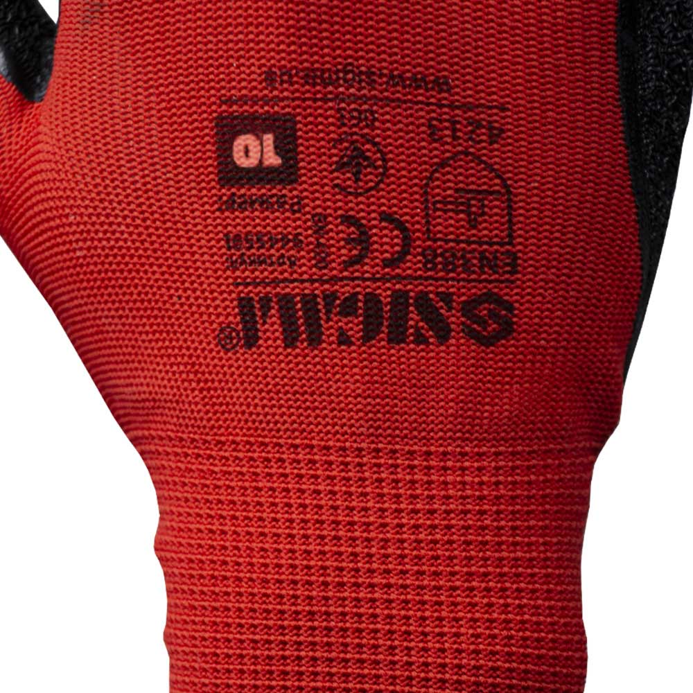 Перчатки трикотажные с частичным латексным вспененным покрытием р10 (черные, манжет) SIGMA (9445581) - фото №5 - мал.