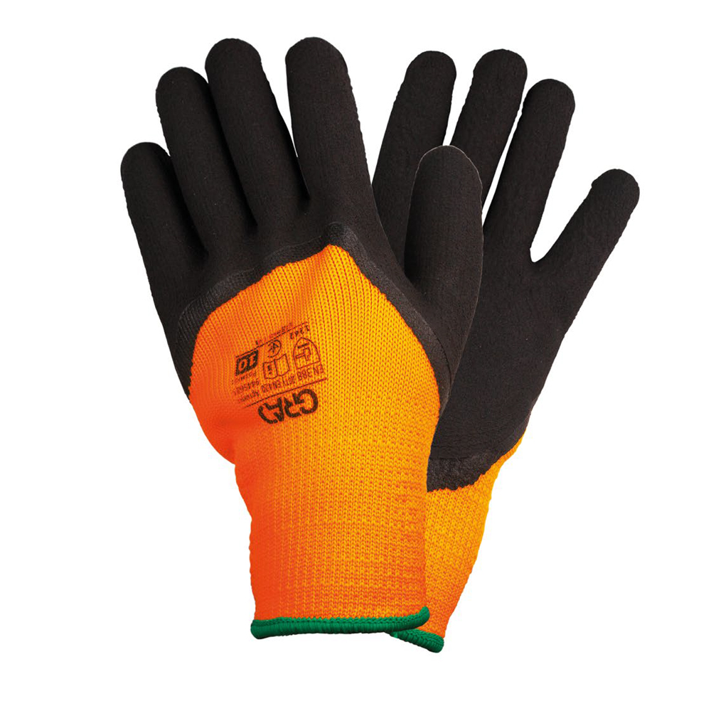 Перчатки трикотажные с частичным латексным покрытием утепленные р10 (оранжевый манжет) КРАТНО 12 парам GRAD (9445655) - фото №1 - мал.