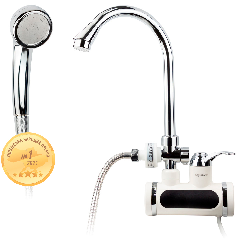 кран-водонагреватель проточный s93 3.0кВт 0,4-5бар для ванны гусак ухо настенный Aquatica JZ-7C141W