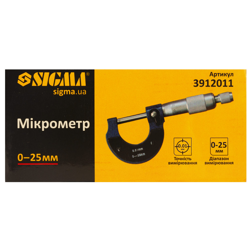 Мікрометр 0-25мм SIGMA (3912011) - фото №9 мал.