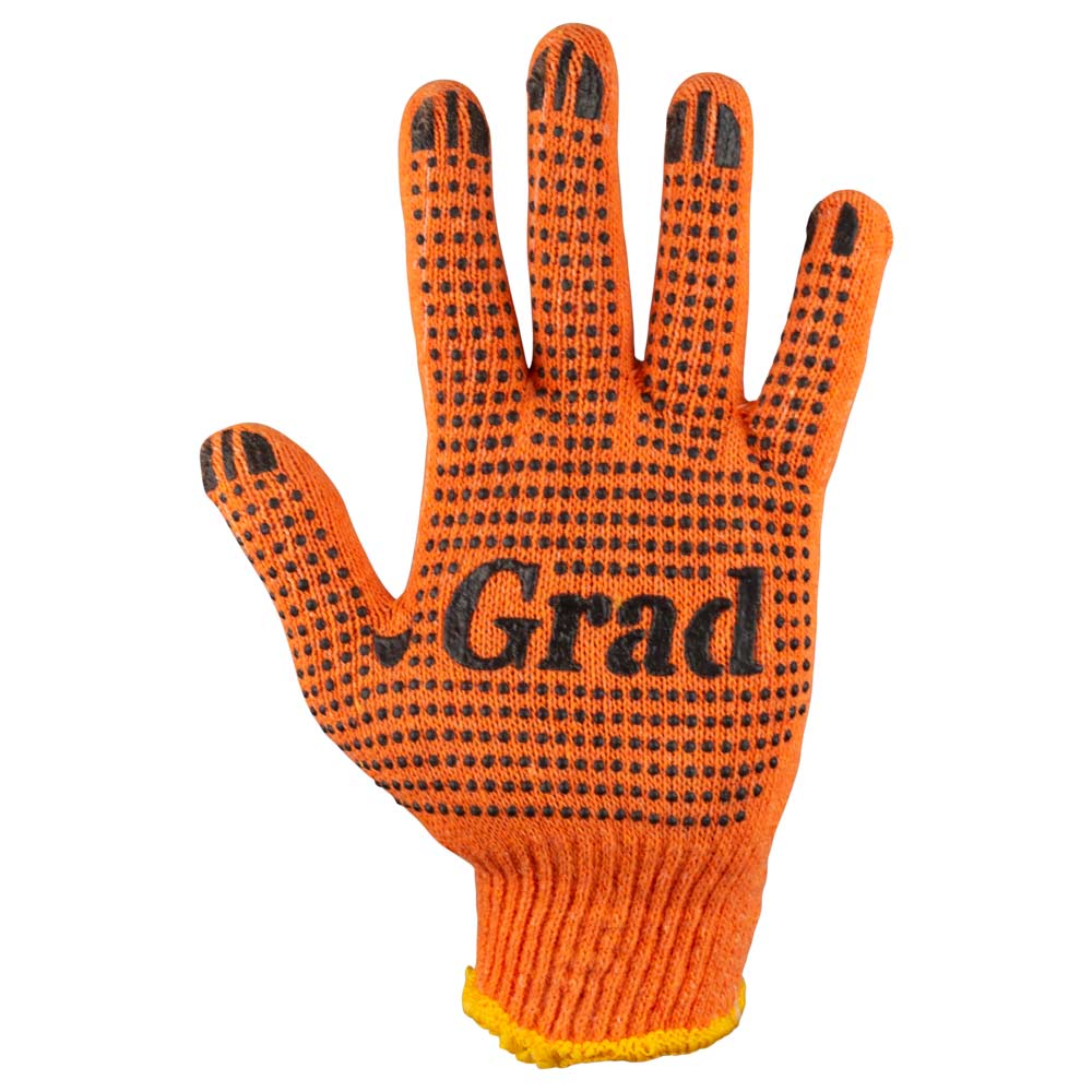 Перчатки трикотажные с ПВХ точкой р10 Лайт (оранжевые) GRAD (9442775) - фото №2 - мал.