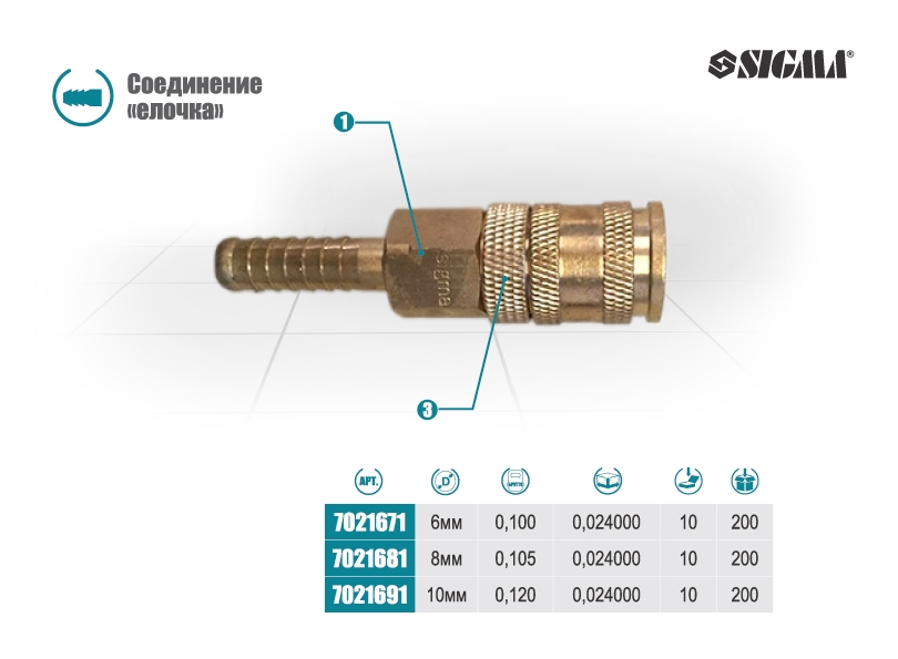 Быстросъемное усиленное с фиксатором на шланг(латунь)