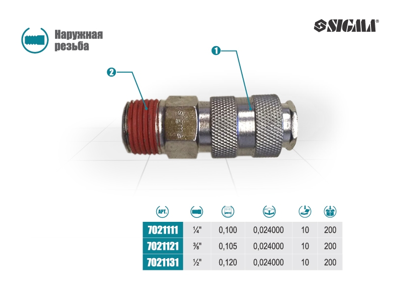 Быстросъемное с наружной резьбой