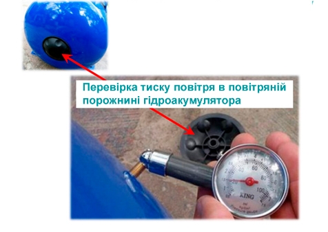 Перевірка тиску в повітряній порожнині гідроакумулятора