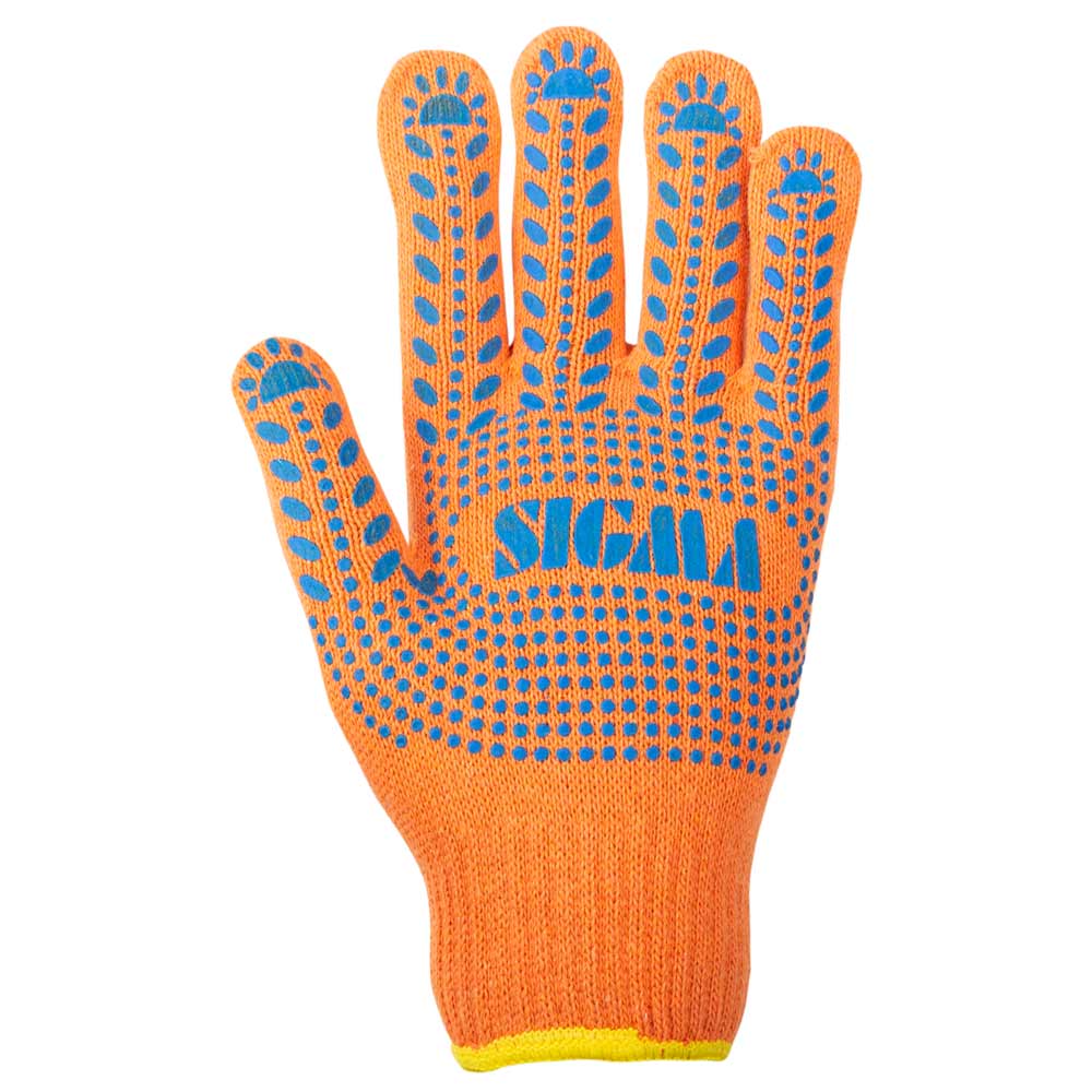 Перчатки трикотажные с точечным ПВХ покрытием р10 Универсал (оранжевые) SIGMA (9442671) - фото №3 - мал.