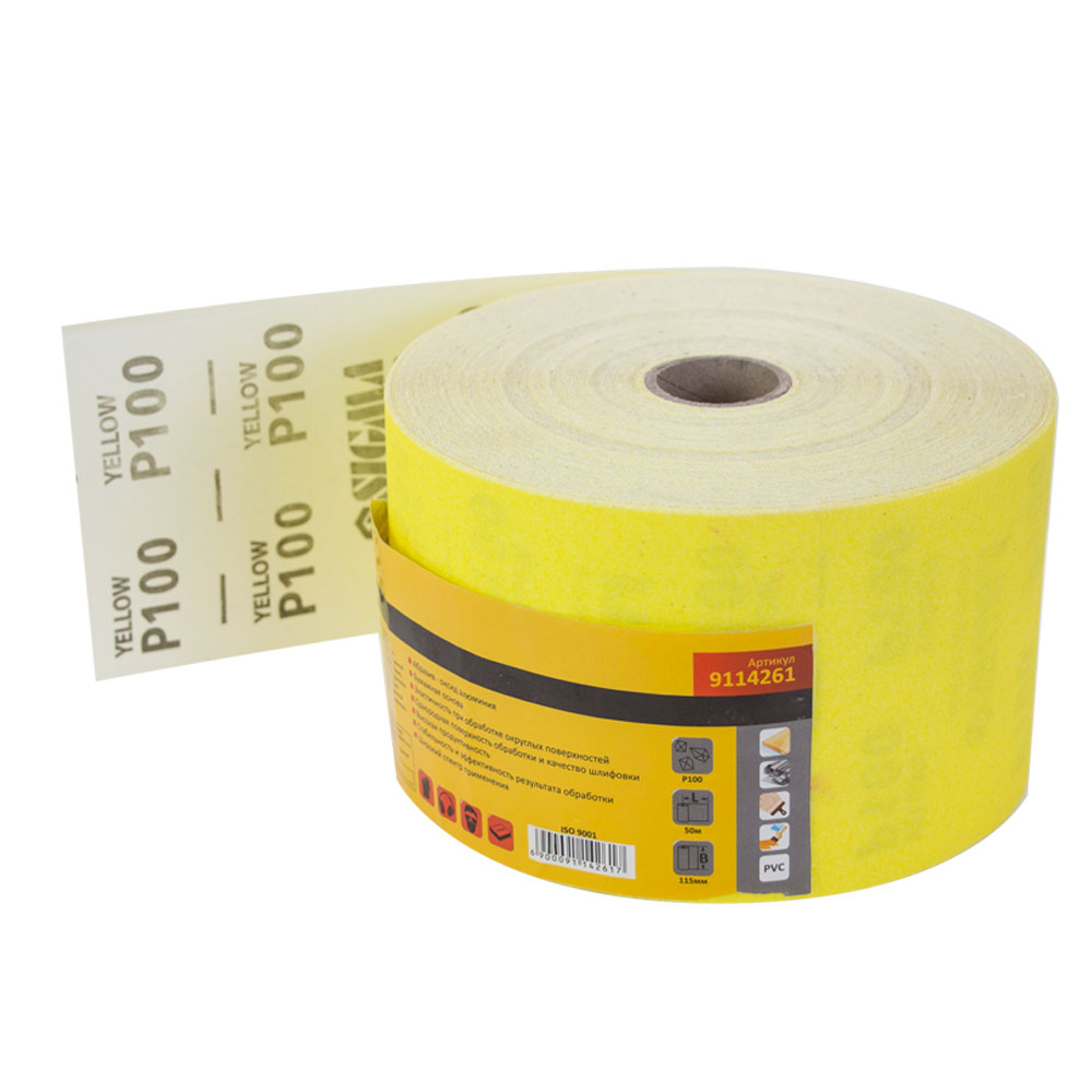 Шлифовальная бумага рулон 115мм×50м P100 SIGMA (9114261) - фото №1 - мал.