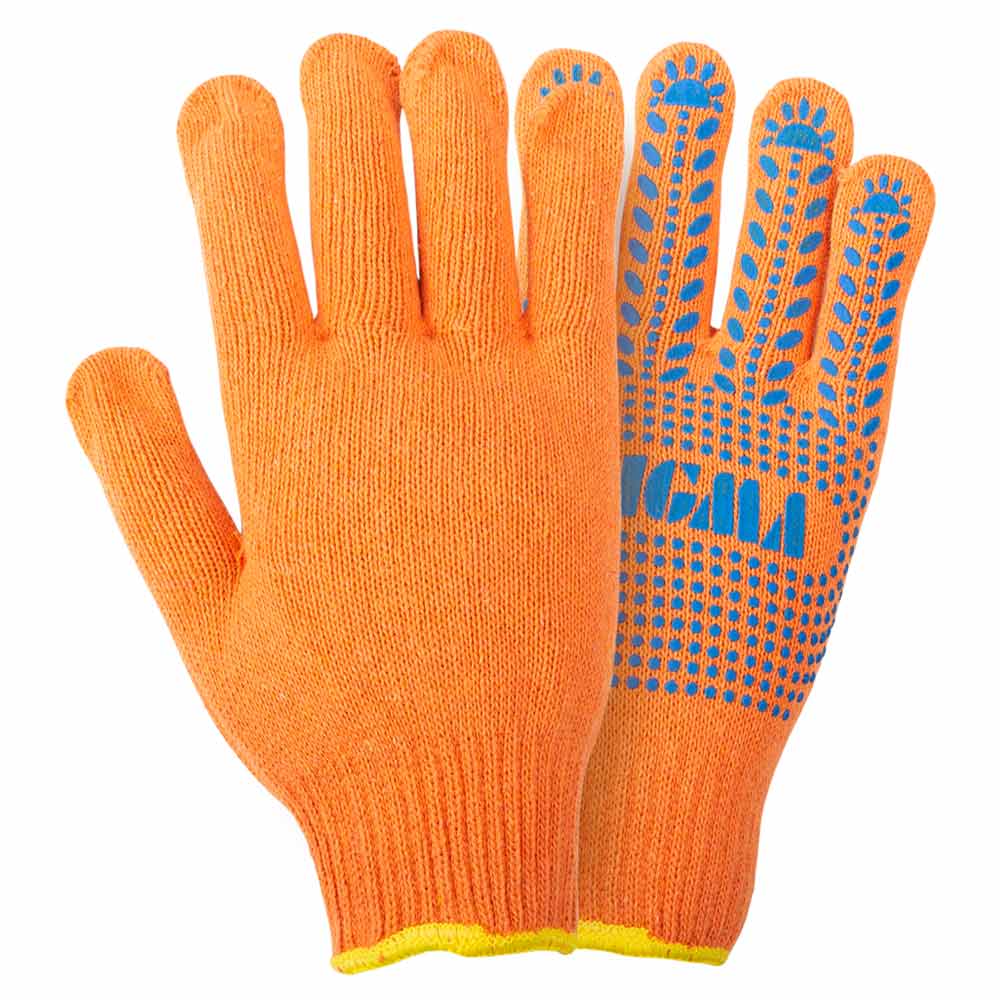 Перчатки трикотажные с точечным ПВХ покрытием р10 Универсал (оранжевые) SIGMA (9442671) - фото №2 - мал.