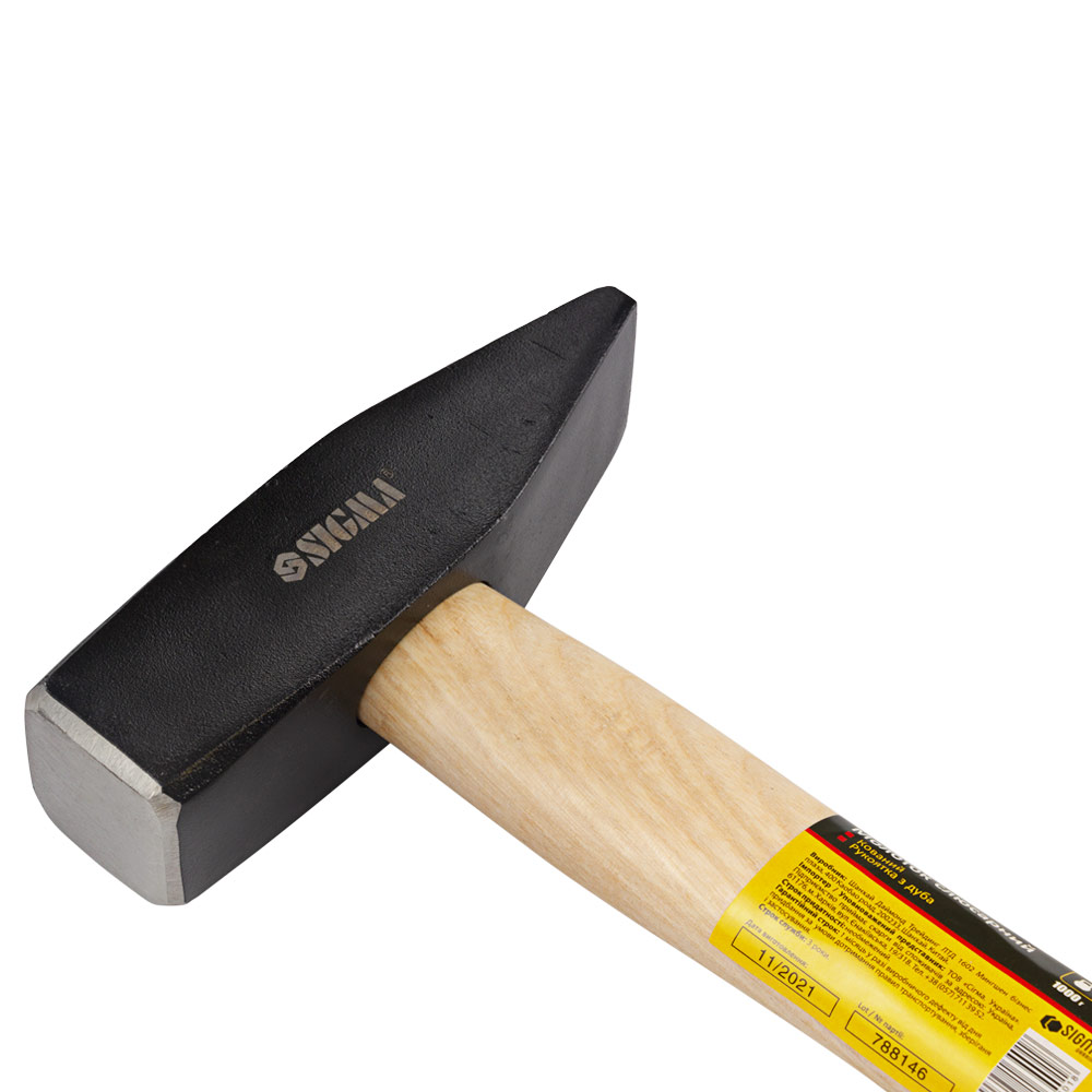Молоток 1000г слесарный деревянная ручка (дуб) SIGMA (4316401) - фото №5 - мал.